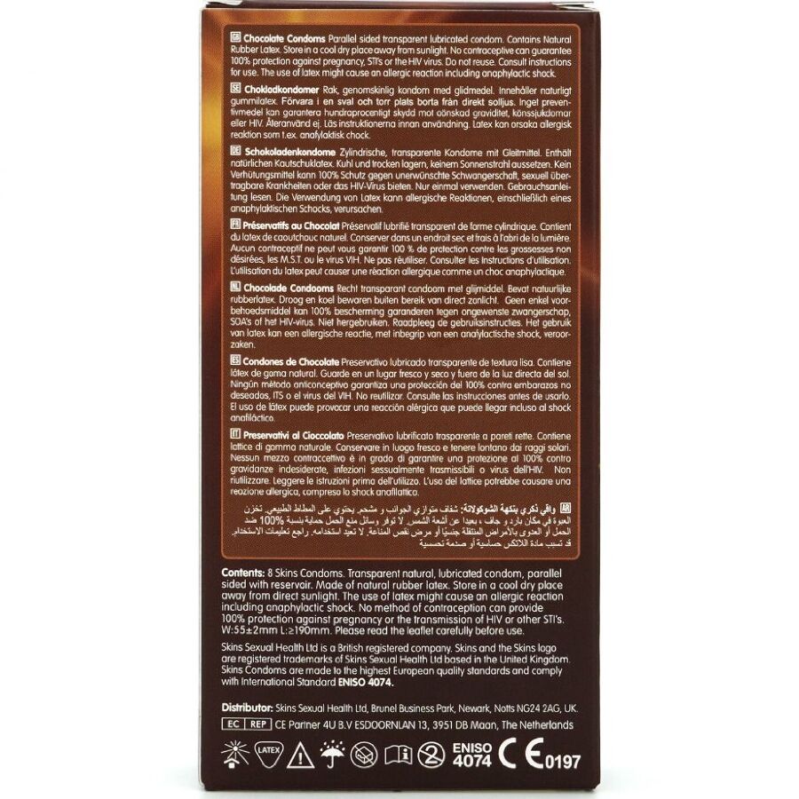 SKINS - PACK DE 8 PRÉSERVATIFS PREMIUM CHOCOLAT