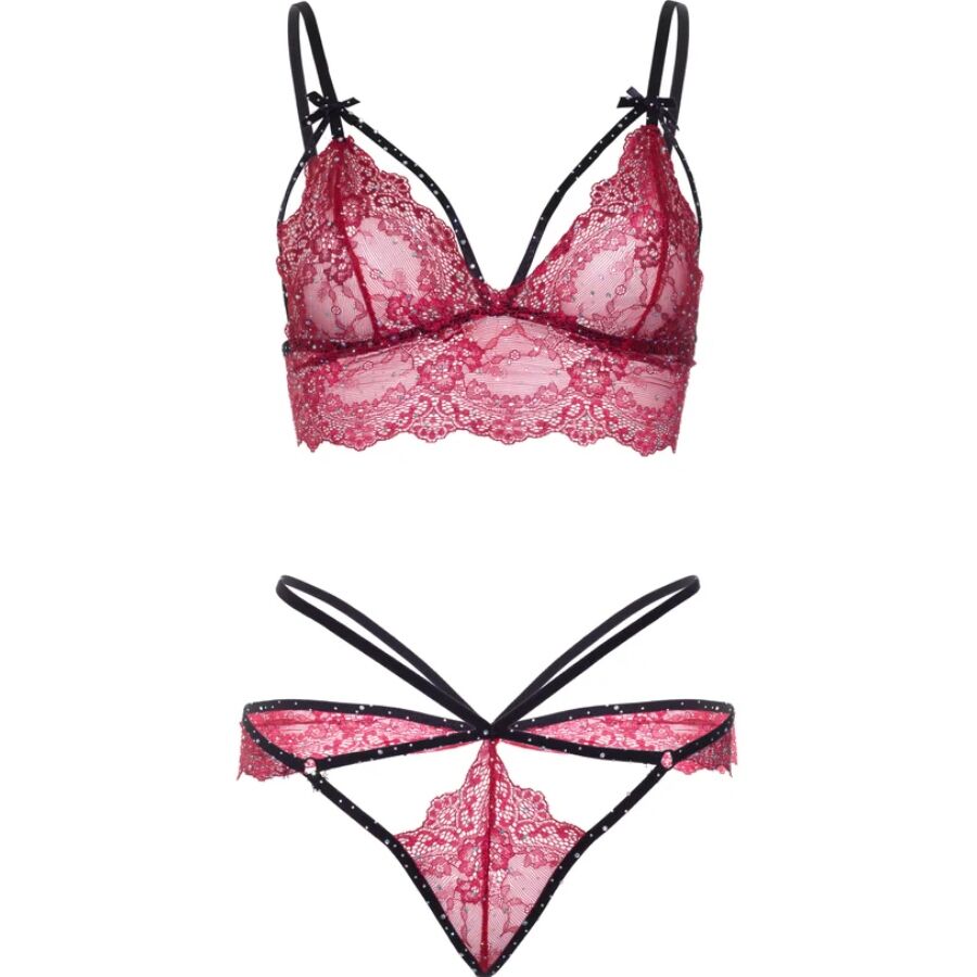LEG AVENUE - 81623 ENSEMBLE SOUTIEN-GORGE + STRING BORDEAUX TAILLE M