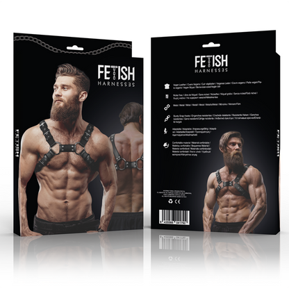 FETISH SUBMISSIVE ATTITUDE - HARNAIS DE POITRINE RÉGLABLE EN CUIR ÉCOLOGIQUE POUR HOMMES BULLDOG