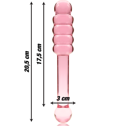 NEBULA SERIES BY IBIZA - MODÈLE 20 GODE EN VERRE BOROSILICATE ROSE 20.5 CM -O- 3 CM