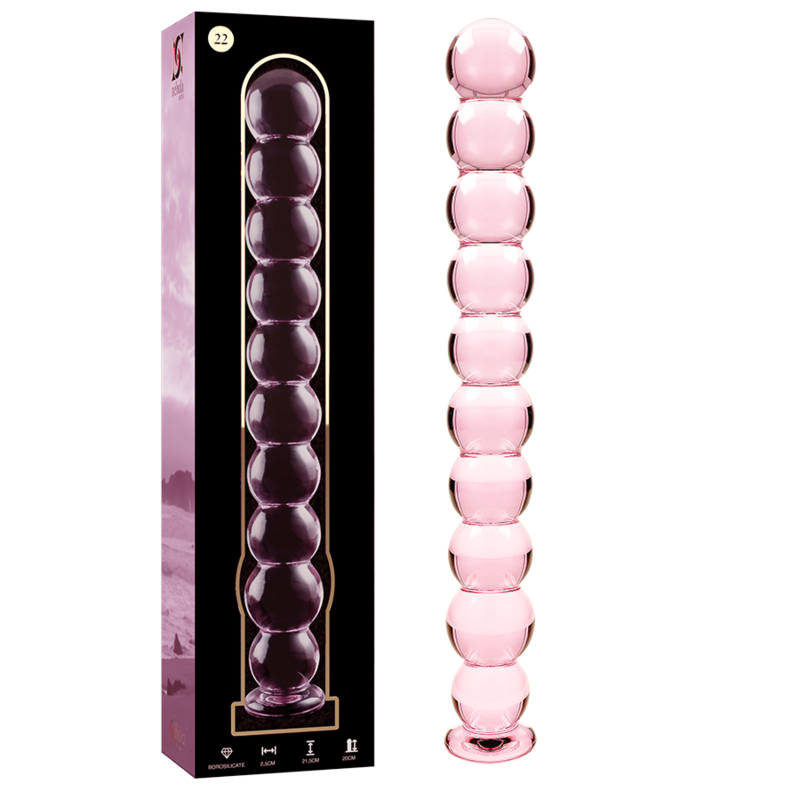 NEBULA SERIES BY IBIZA - MODÈLE 22 GODE EN VERRE BOROSILICATE ROSE 21.5 CM -O- 2.5 CM