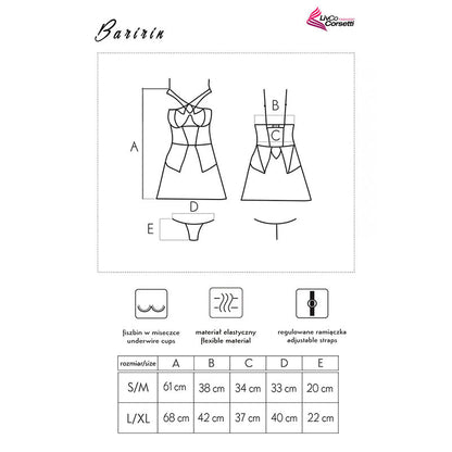 LIVCO CORSETTI FASHION - BARIRIN LC 90633 CHEMISE + CULOTTE NOIR L/XL