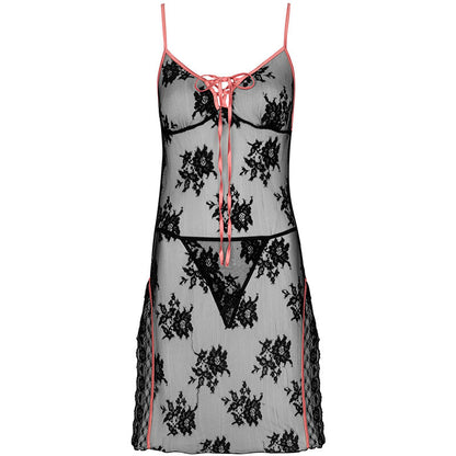 LIVCO CORSETTI FASHION - KARONIN LC 90628 CHEMISE + CULOTTE NOIR L/XL