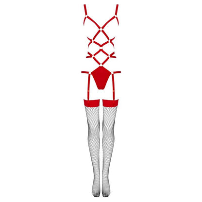 LIVCO CORSETTI FASHION - THIARA LC 20213 ENSEMBLE CORPS + BAS ROUGE L/XL
