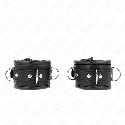 KINK - APPUI-POIGNETS LOURDS DOUBLÉS DE FOURRURE NOIRE RÉGLABLES 20-30 CM X 6 CM