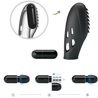 PRETTY LOVE - VIBRATEUR DOIGT EN SILICONE GILO NOIR