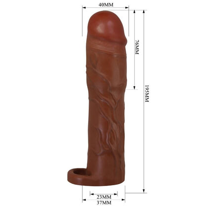 PRETTY LOVE - MANCHON DE PÉNIS GERD AVEC EXTENSION DE 7,6 CM MULÂTRE
