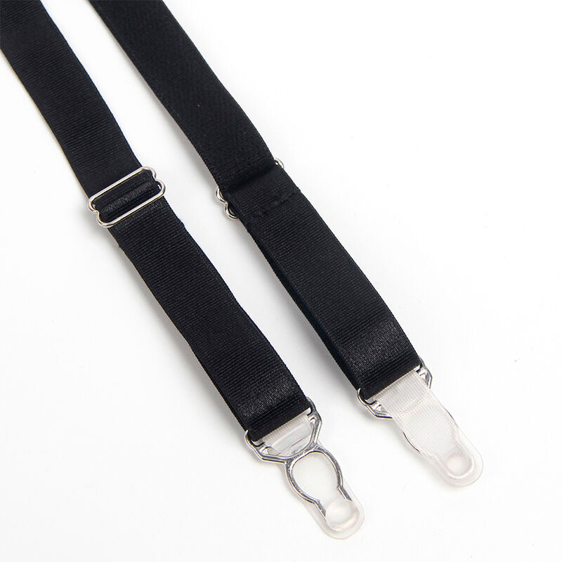 SUBBLIME - 955236 ENSEMBLE SOUTIEN-GORGE BONDAGE NOIR AVEC JARRETELLE S/M