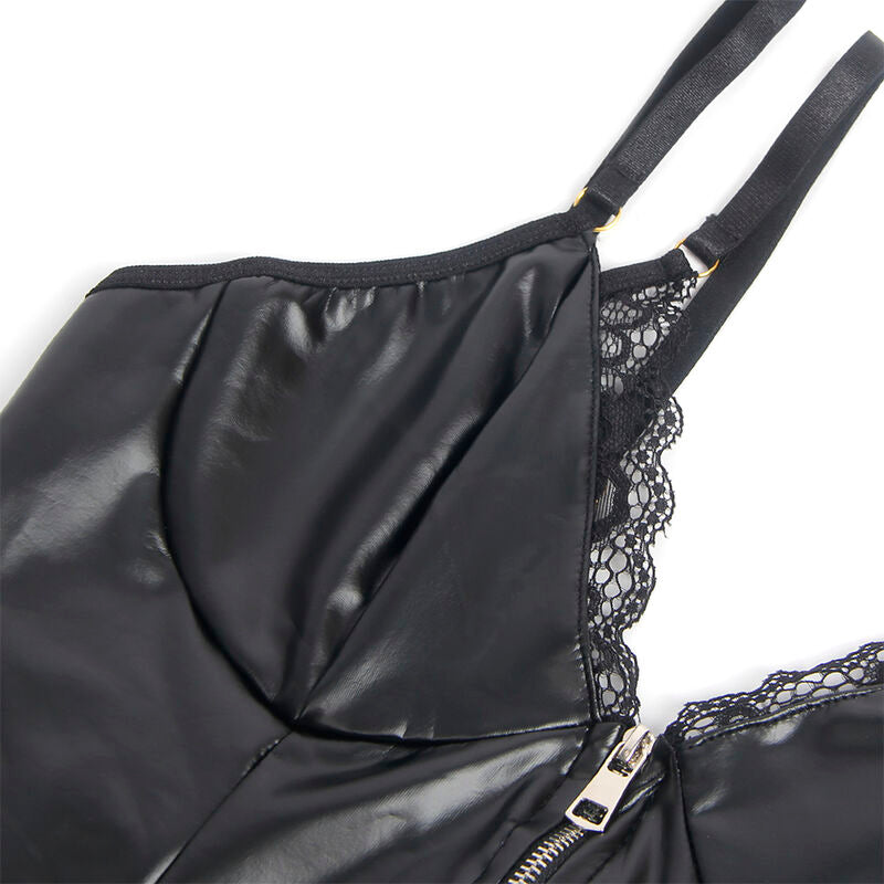 SUBBLIME - 955465 CORPS À FERMETURE ÉCLAIR EN CUIR NOIR L/XL