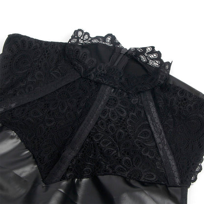 SUBBLIME - 957544 ROBE EN CUIR COL DENTELLE NOIRE S/M