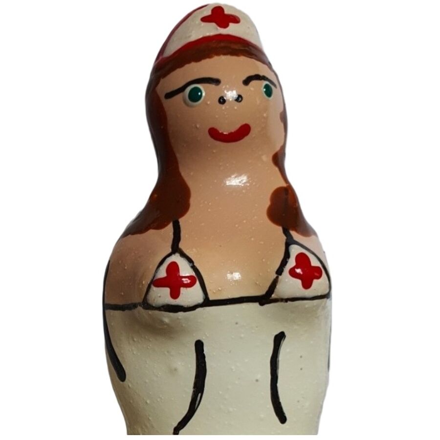 CONDOMERIE - PRÉSERVATIFS FANTAISIE PEINTS À LA MAIN INFIRMIÈRE BRUNE