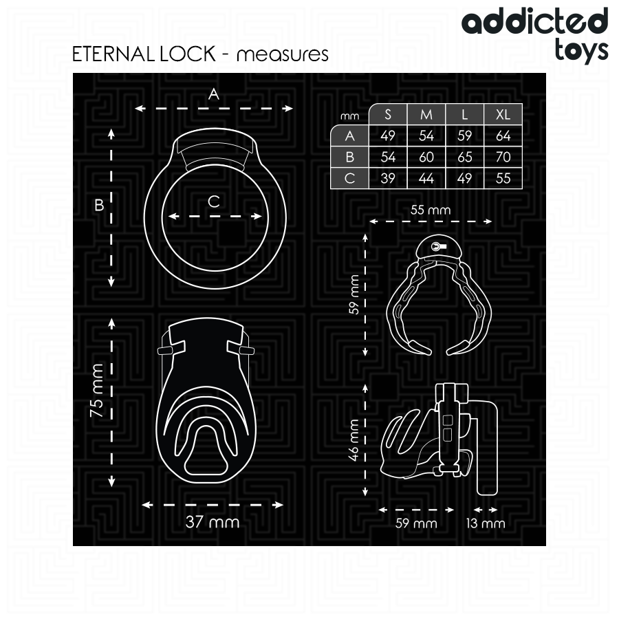 ADDICTED TOYS LOCKED - CAGE À PÉNIS À VERROUILLAGE ÉTERNEL 9 CM