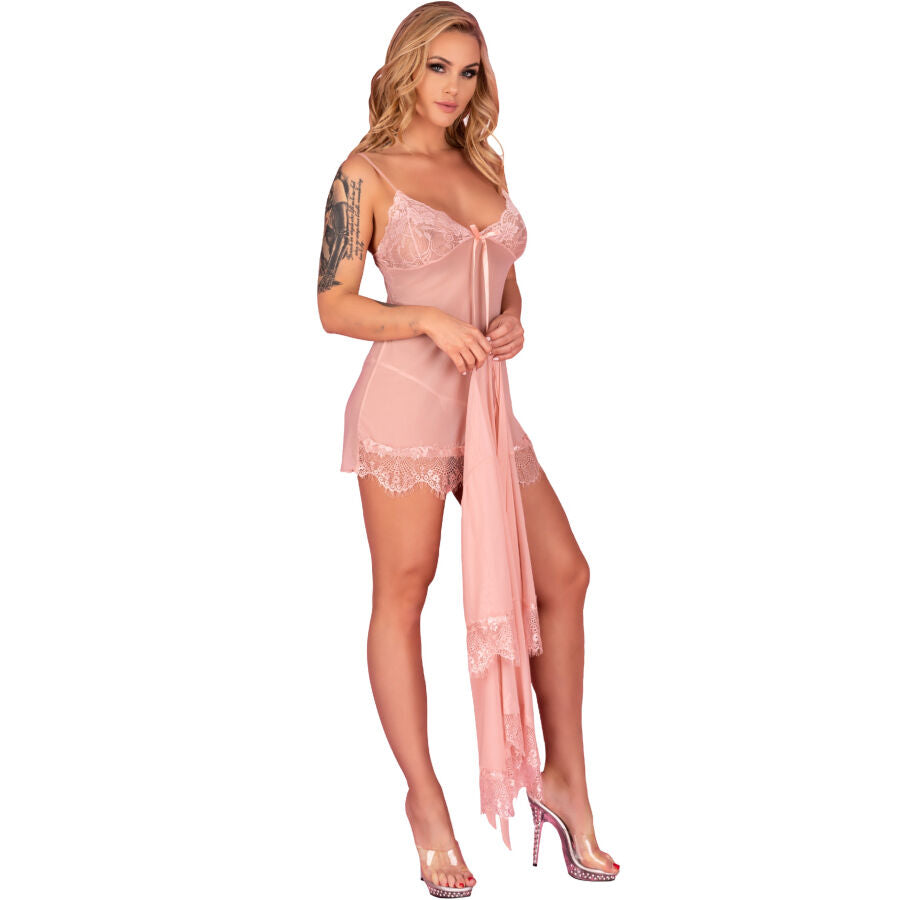 LIVCO CORSETTI FASHION - BABYDOLL HYEONA 1710 + THONG ROSE L