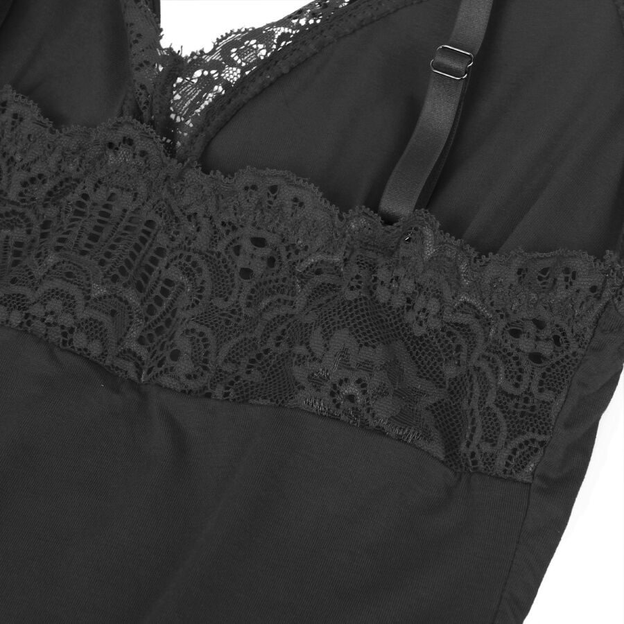 SUBBLIME - TEDDY DÉTAIL DENTELLE FLORALE NOIR L/XL