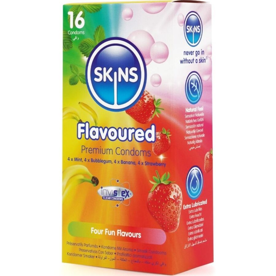 SKINS - PACK DE 16 PRÉSERVATIFS PREMIUM MULTI-SAVEURS
