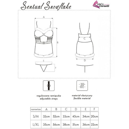 LIVCO CORSETTI FASHION - SENSUAL SNOWFLAKE LC 90603 CHEMISE DE NOËL + STRING + BANDEAU L/XL