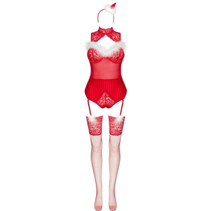 LIVCO CORSETTI FASHION - LIMPID SNOWFLAKES LC 90604 BODY + BAS + BANDEAU DE NOËL S/M