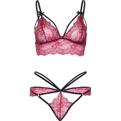 LEG AVENUE - 81623 ENSEMBLE SOUTIEN-GORGE + STRING BORDEAUX TAILLE L