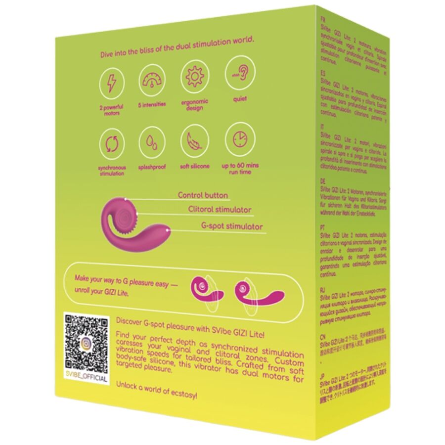 SNAIL VIBE - GIZI LITE VIBRATEUR ROSE DOUBLE POINT G ET CLITORIAL