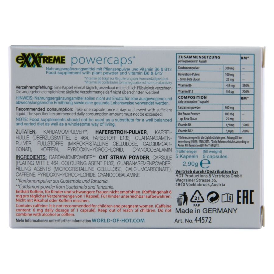 HOT - EXXTREME CAPSULES PUISSANCE MAN 5 UNITÉS