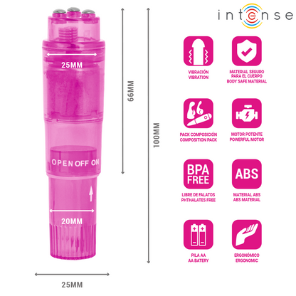 INTENSE - MINI MASSEUR KURT AVEC 4 TÊTES INTERCHANGEABLES ROSE