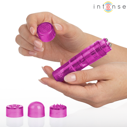 INTENSE - MINI MASSEUR KURT AVEC 4 TÊTES INTERCHANGEABLES ROSE