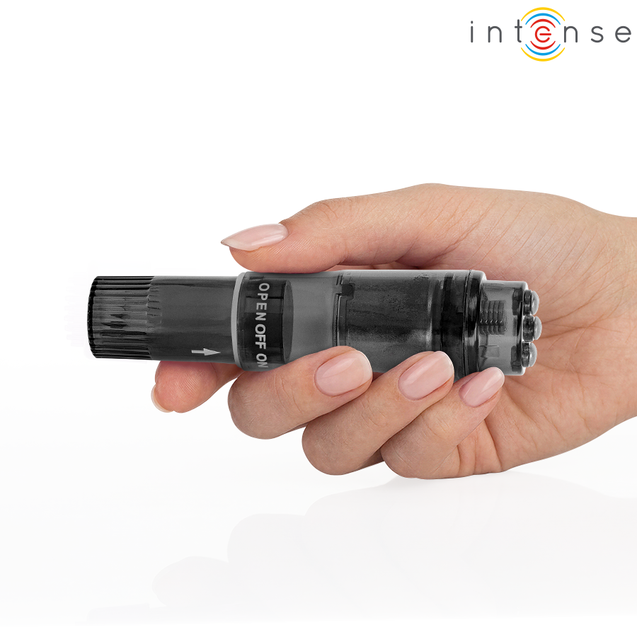 INTENSE - MINI MASSEUR KURT AVEC 4 TÊTES INTERCHANGEABLES NOIR