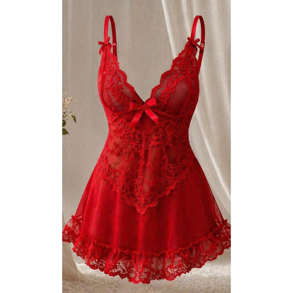 LIVCO CORSETTI FASHION - ENSEMBLE NUIT T-SHIRT + CULOTTE ROUGE 2028 S/M