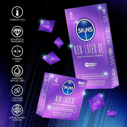 SKINS - PRÉSERVATIFS SANS LATEX PAQUET DE 4, FORMAT XL